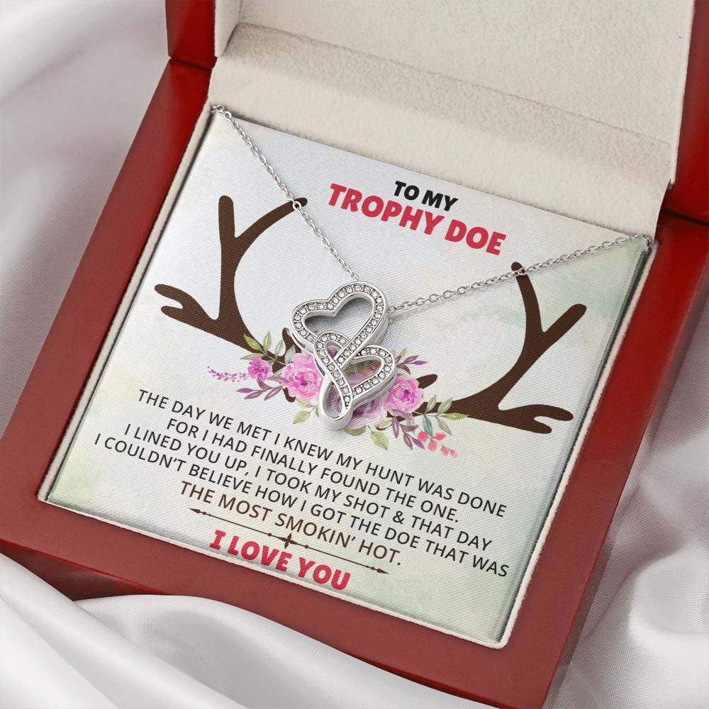 Stepped Into Range  Wedding Day Gift Her  Hunting Gift For Her  Gift For Girlfriend  Gift For Fiancé  Valentines Day G Double Hearts Necklace
