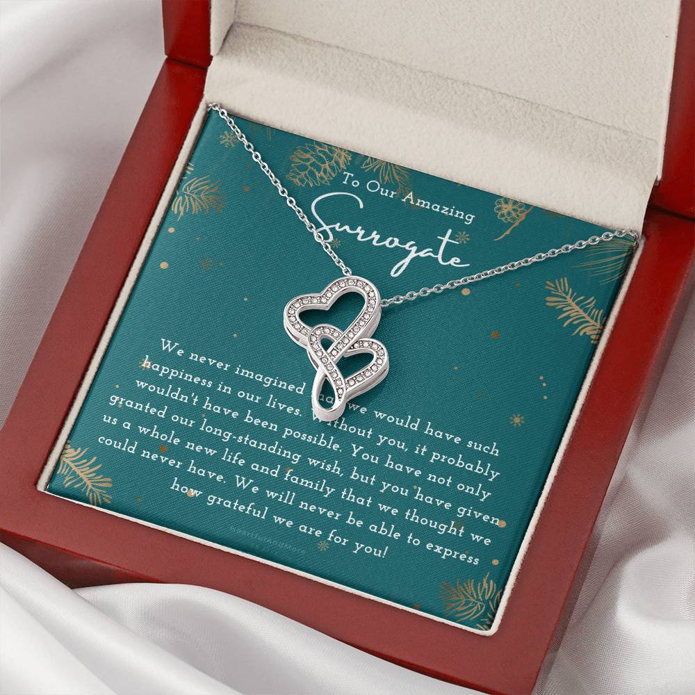 Surrogate Appreciation Gift Surrogate Gift Surrogate Gift With Message Card Surrogate Transfer Day Thank You Gift Double Hearts Necklace