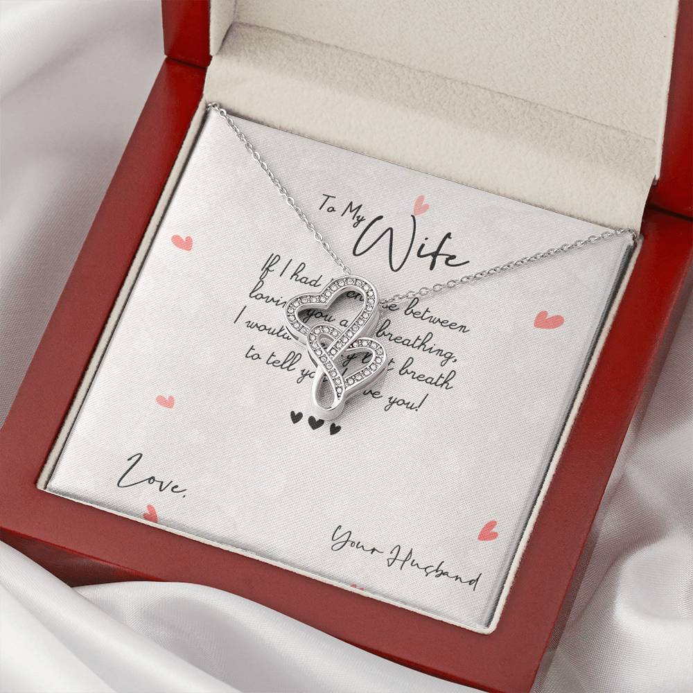 To My Wife Necklace From Husband Double Hearts Necklace