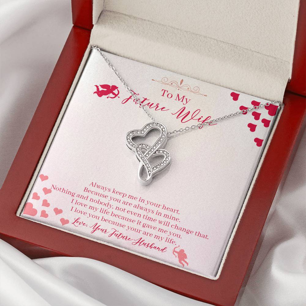 To My Future Wife - I Love You Message - Tmfw19 Double Hearts Necklace
