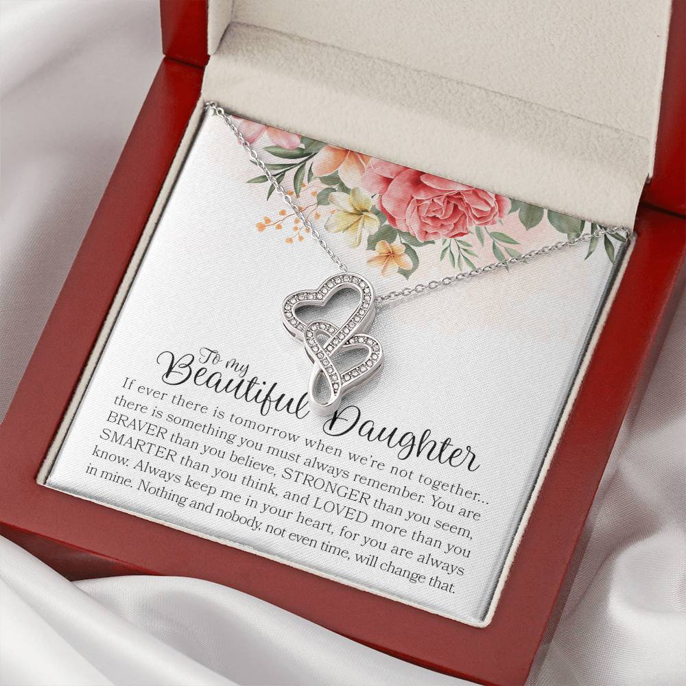 Daughter Jewelry - Graduation Gift - Graduation Necklace - Gift From Mama - Thoughtful Message - Daughter Father Mothe Double Hearts Necklace