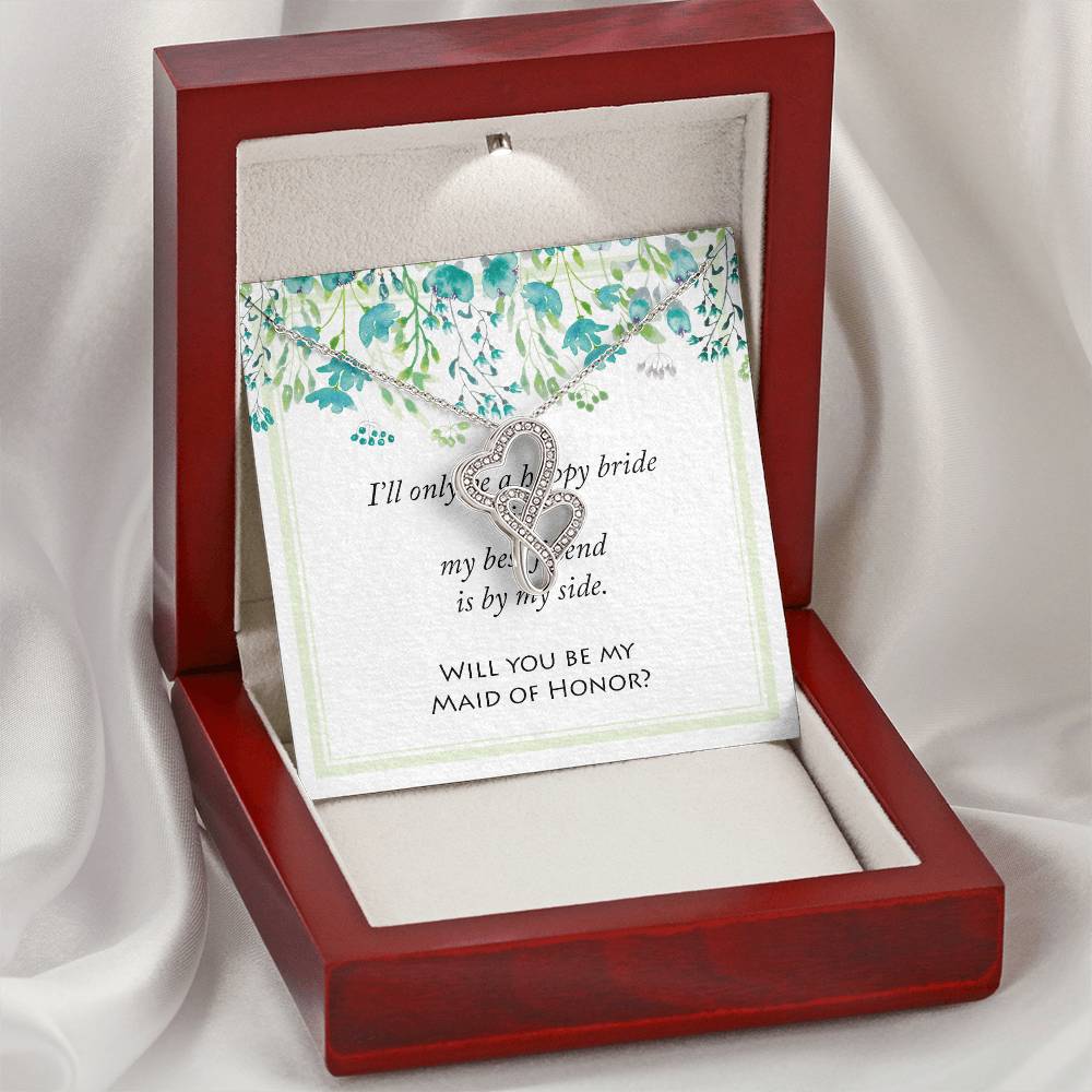 Will You Be My Maid Of Honor Bridal Wedding Jewelry Double Hearts Necklace