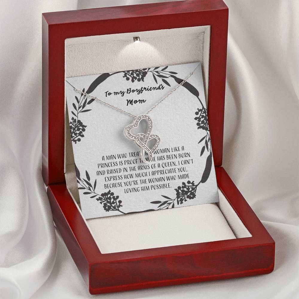 To My Boyfriends Mom - Gray Double Hearts Necklace