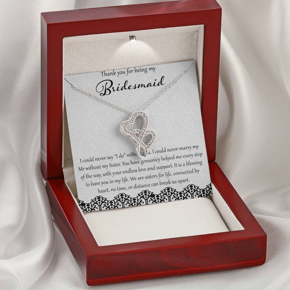 Thank You For Being My Bridesmaid Double Hearts Necklace