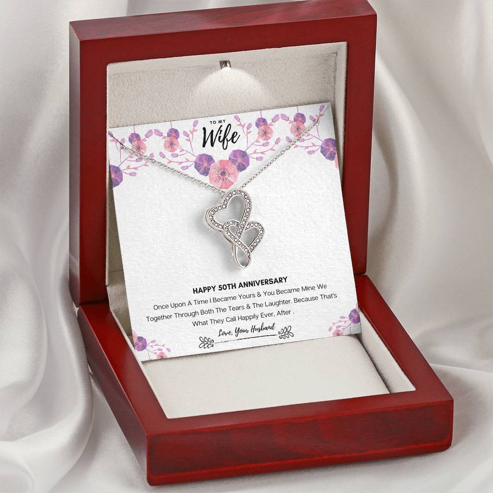 50Th Anniversary Gift For Wife Double Hearts Necklace