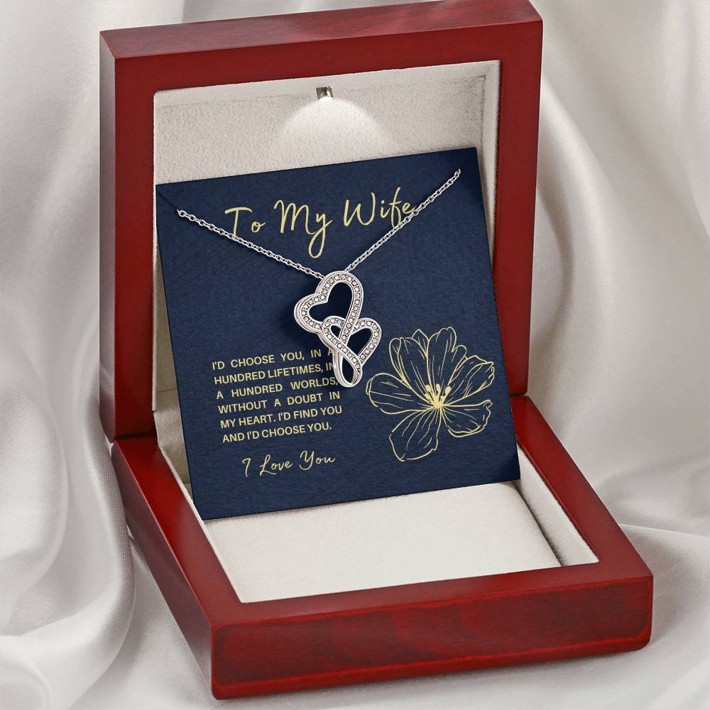 To My Soulmate Wife Future Wife Significant Other -  - Birthday Anniversary Christmas Gift Surpr Double Hearts Necklace