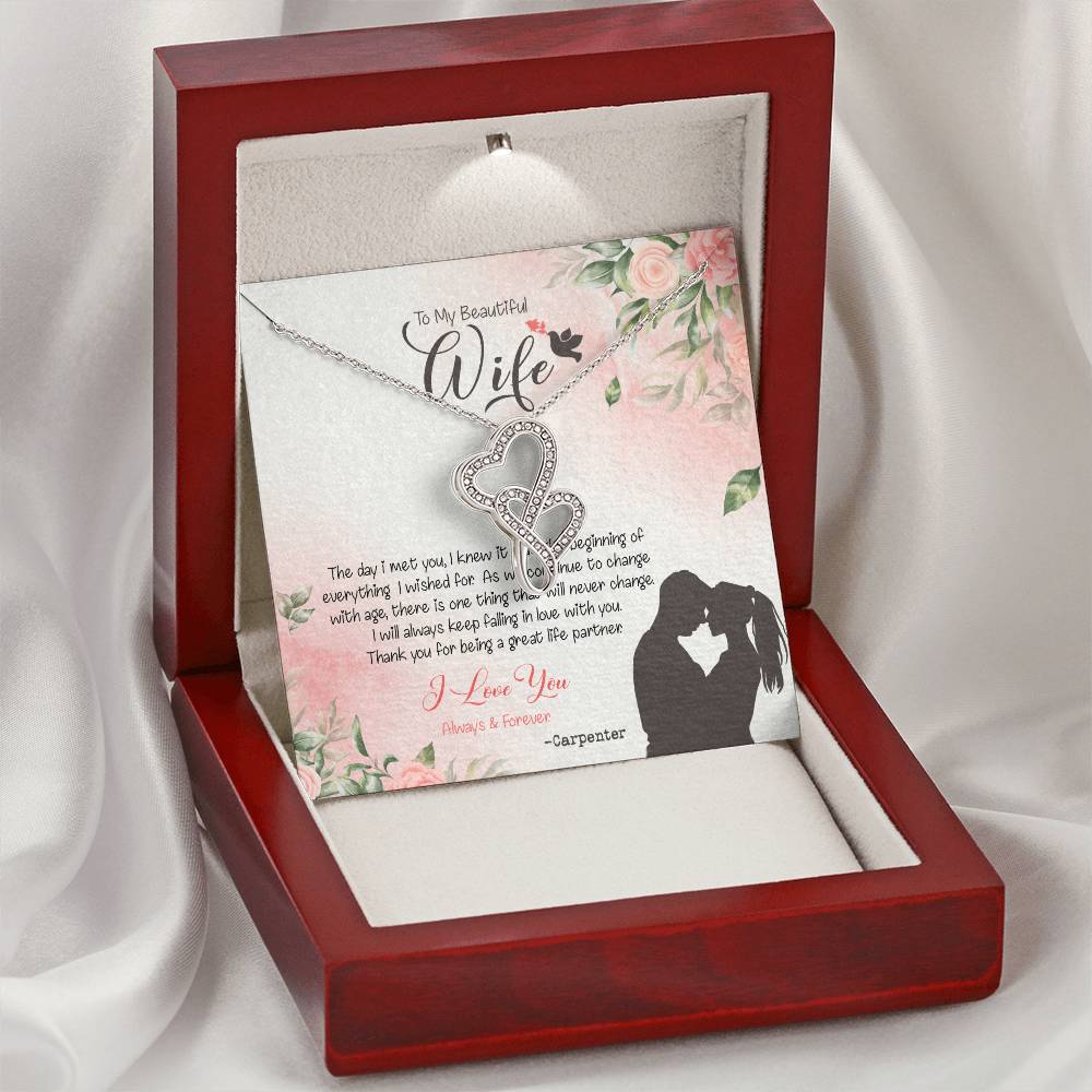 Carpenter's Wife Dazzling Pendant Double Hearts Necklace