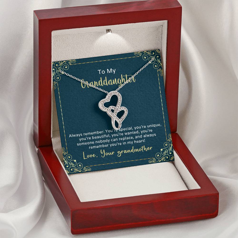 To My Granddaughter Always Remember You're Special  Double Hearts Necklace