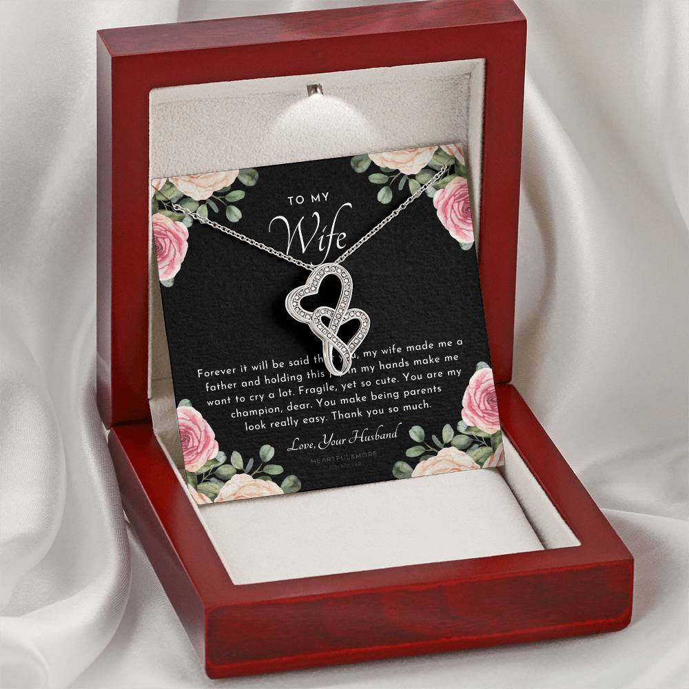 Postpartum Gift For Wife Gift For Wife Post Pregnancy Becoming A Mother Gift Gift For Wife Birth Wife After Pregnancy  Double Hearts Necklace