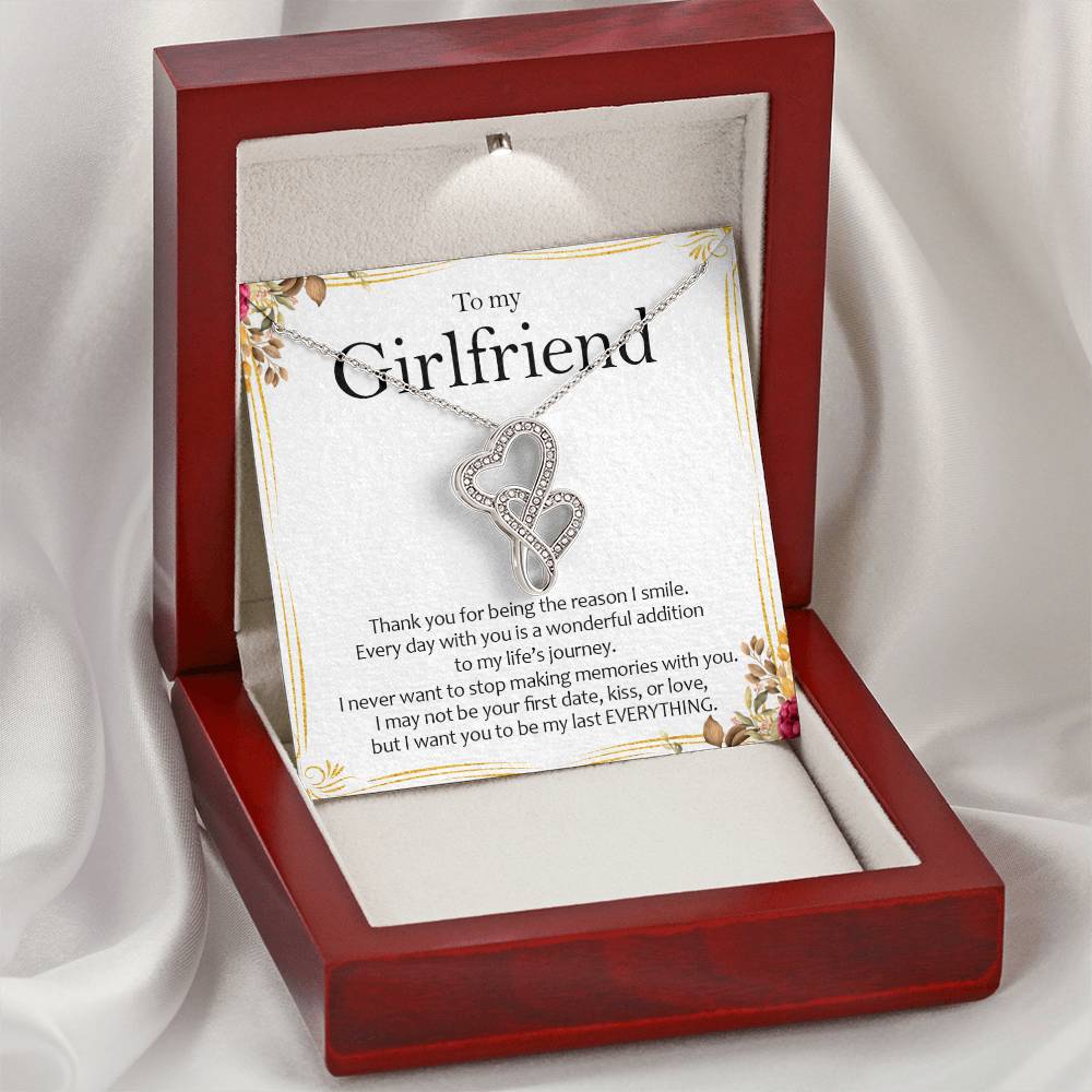 To My Girlfriend - Love Card And Necklace S010 Double Hearts Necklace