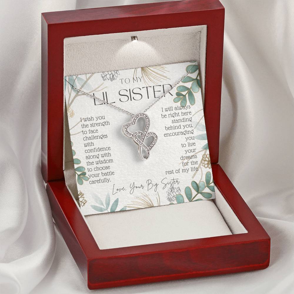 To My Little Sister Live Your Dreams Gift For Little Sister From Big Sister Sister Birthday Graduation Christmas Prese Double Hearts Necklace