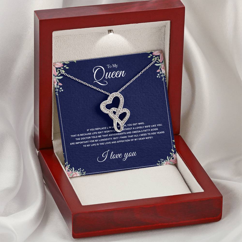 To My Queen Double Hearts Necklace