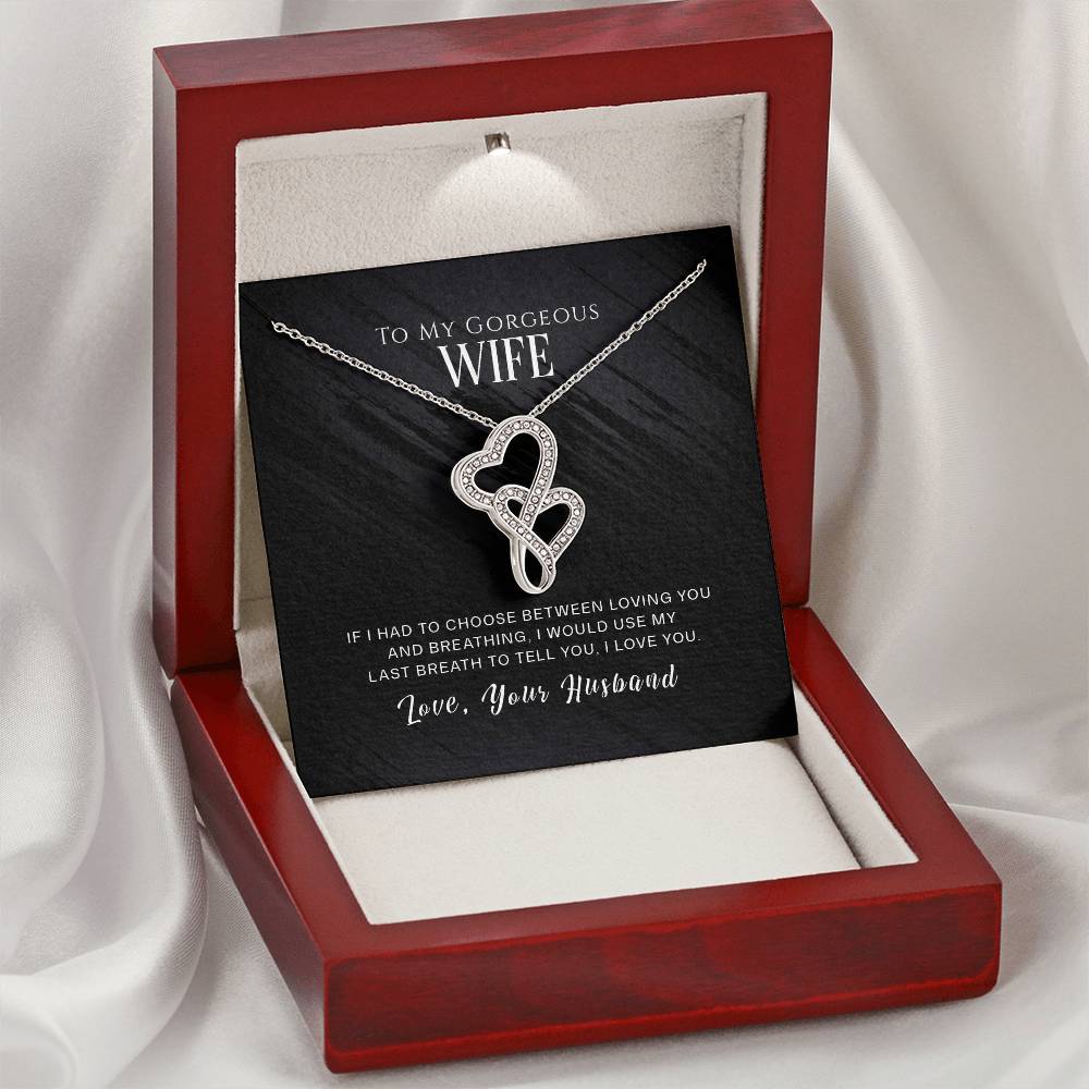 To My Dear Wife Double Hearts Necklace