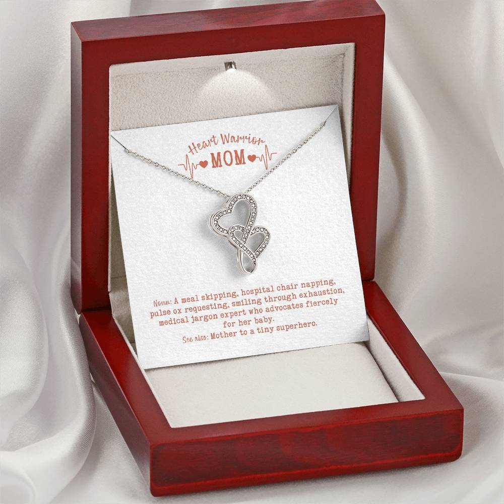 Heart Warrior Mom 1 Double Hearts Necklace