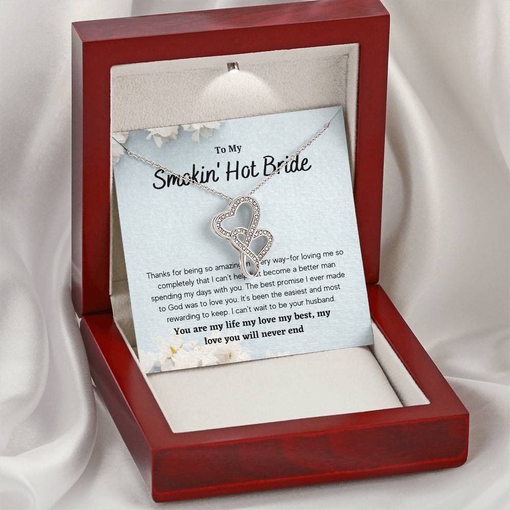 Hot Bride From Groom - Double Heart Double Hearts Necklace