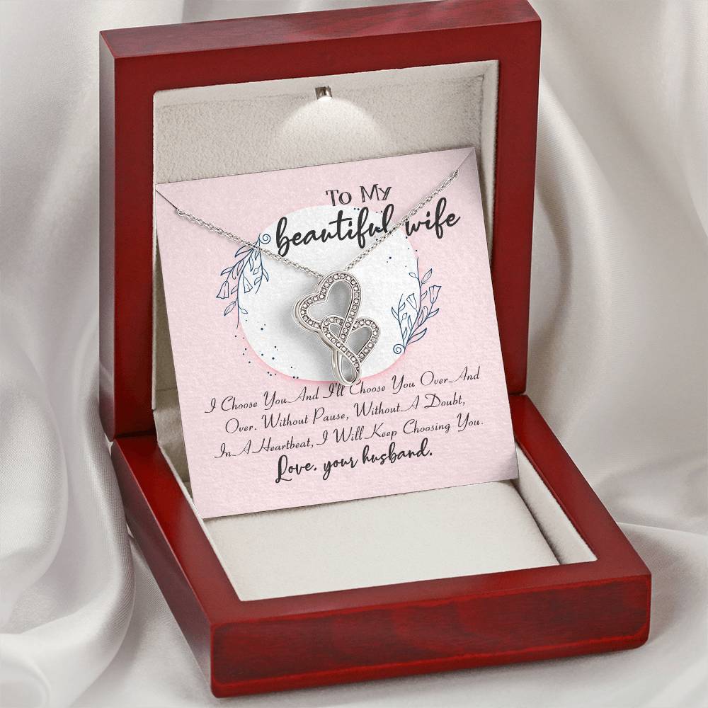 I Choose You  I Will Keep Choosing You Anniversary - Interlocking Hearts Necklace Double Hearts Necklace