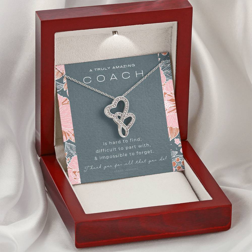 Gymnastics Coach Gift For Women Leaving Gift For Gymnastics Coach To A Truly Amazing Gymnastics Coach Thank You Gift Double Hearts Necklace