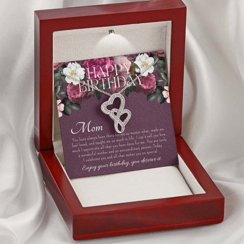 Mother's Birthday Gift  Necklace For Mom's Birthday  Elegant Gift For Mom From Daughter & Son  Best Mom Gift Message C Double Hearts Necklace