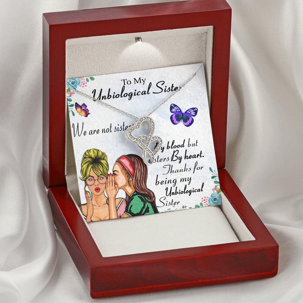 Unbiological Sister Necklace • Soul Sister • Big Little Sorority • Sister In Law Necklace • Step Sister Gift • Tribe N Double Hearts Necklace