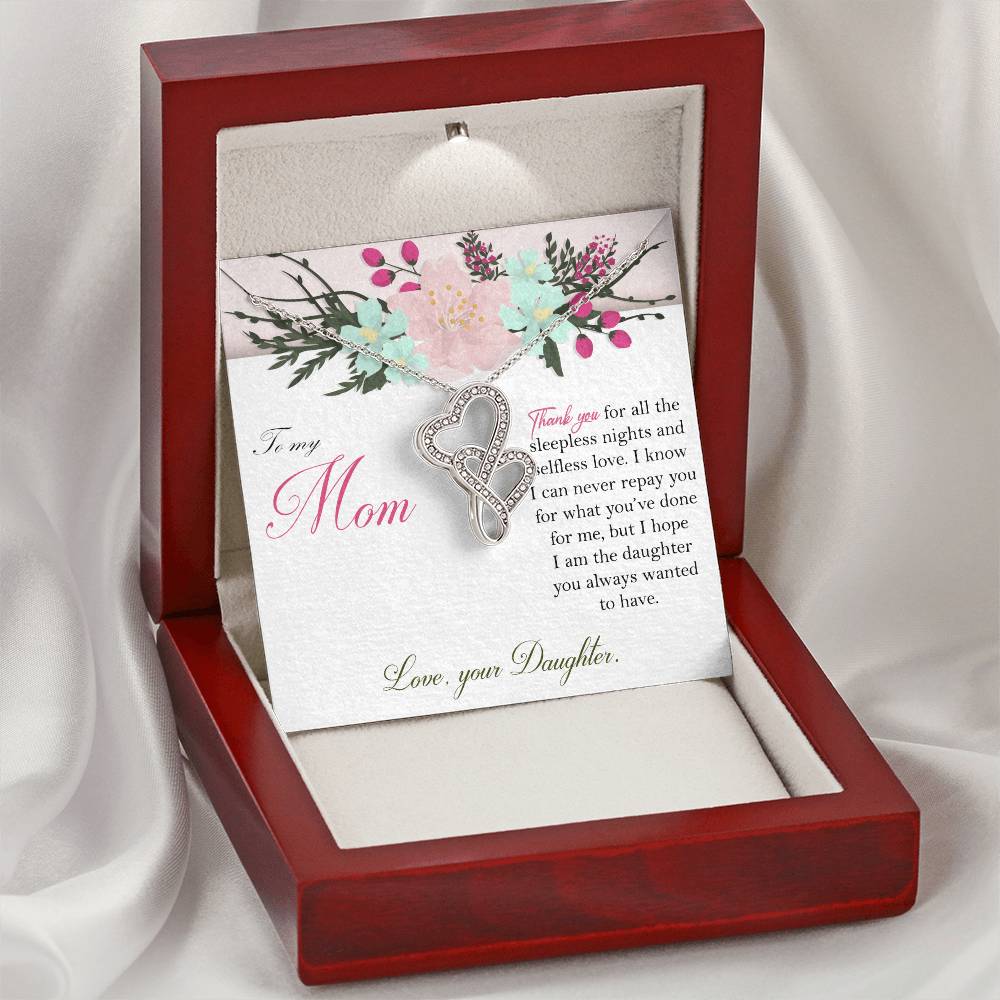 To My Mom -  - Gift For Mother Double Hearts Necklace