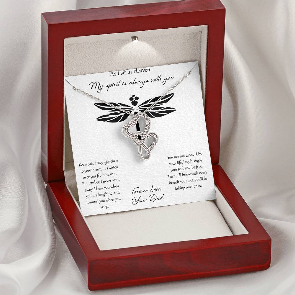 As I Sit In Heaven My Spirit Is Always With You - Dad Double Hearts Necklace