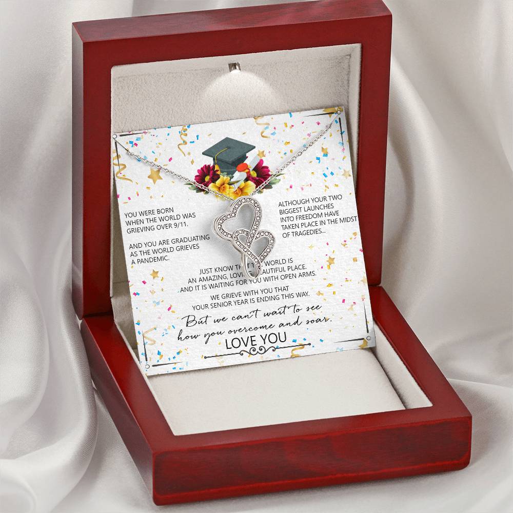 Graduation Gift  Ideas - September 11 2001 - Gift From Mom Dad - Graduation Necklace - College Graduated Gift - Gift F Double Hearts Necklace