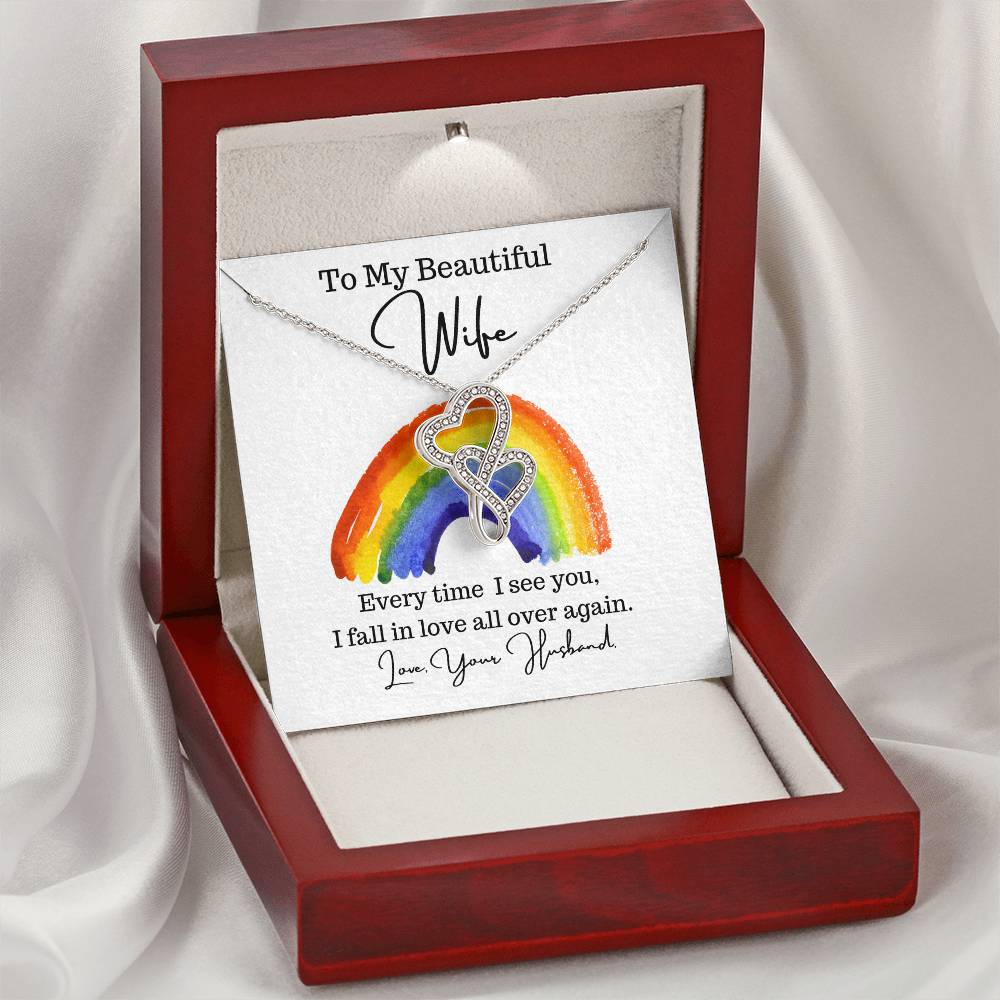 Husband To Wife - Necklace For Gift 5 Double Hearts Necklace