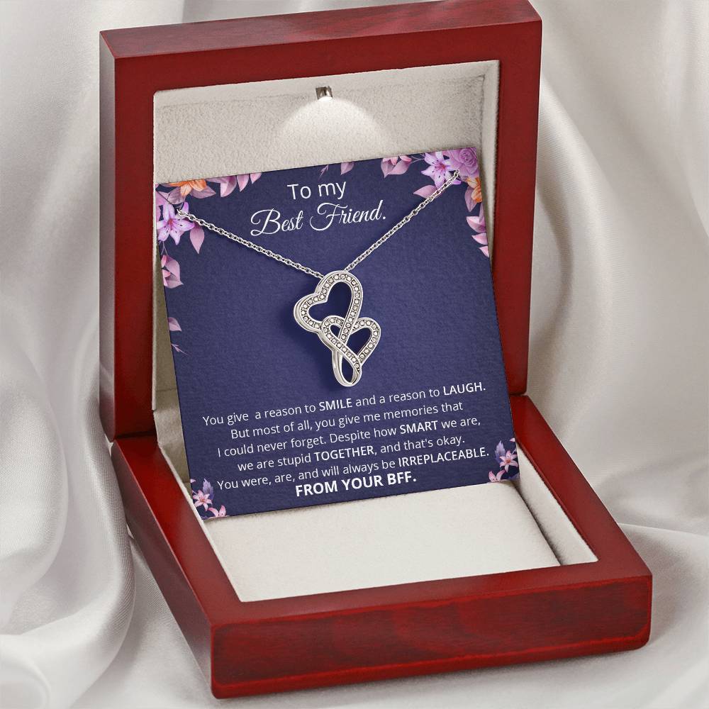 To My Best Friend Necklace Love Knot Pendant Valentines Day Gift For Friend Jewelry Silver Friendship Present Valentin Double Hearts Necklace