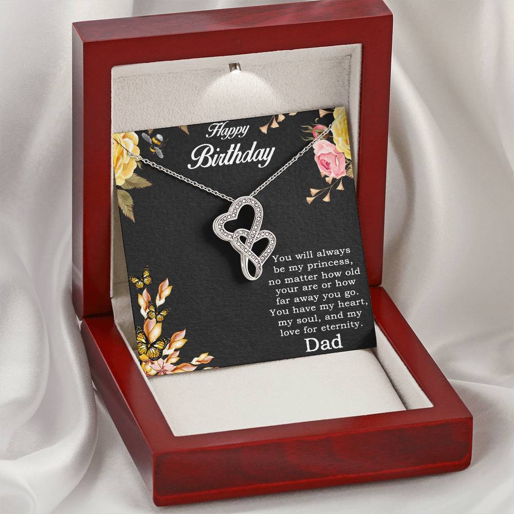 Daughter Birthday Necklace Gift From Father Double Hearts Necklace
