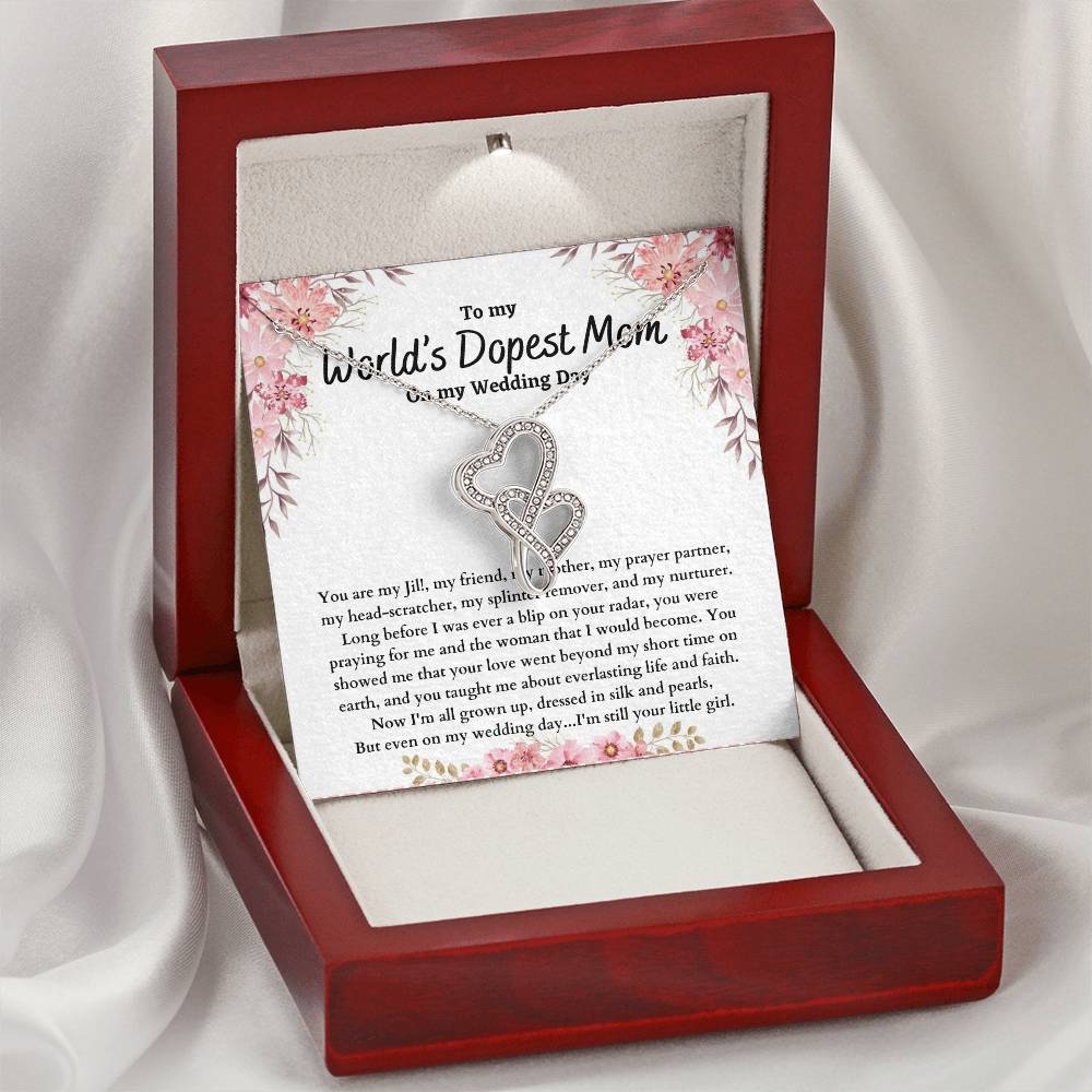 To Mom On Wedding Day - Double Heart Double Hearts Necklace