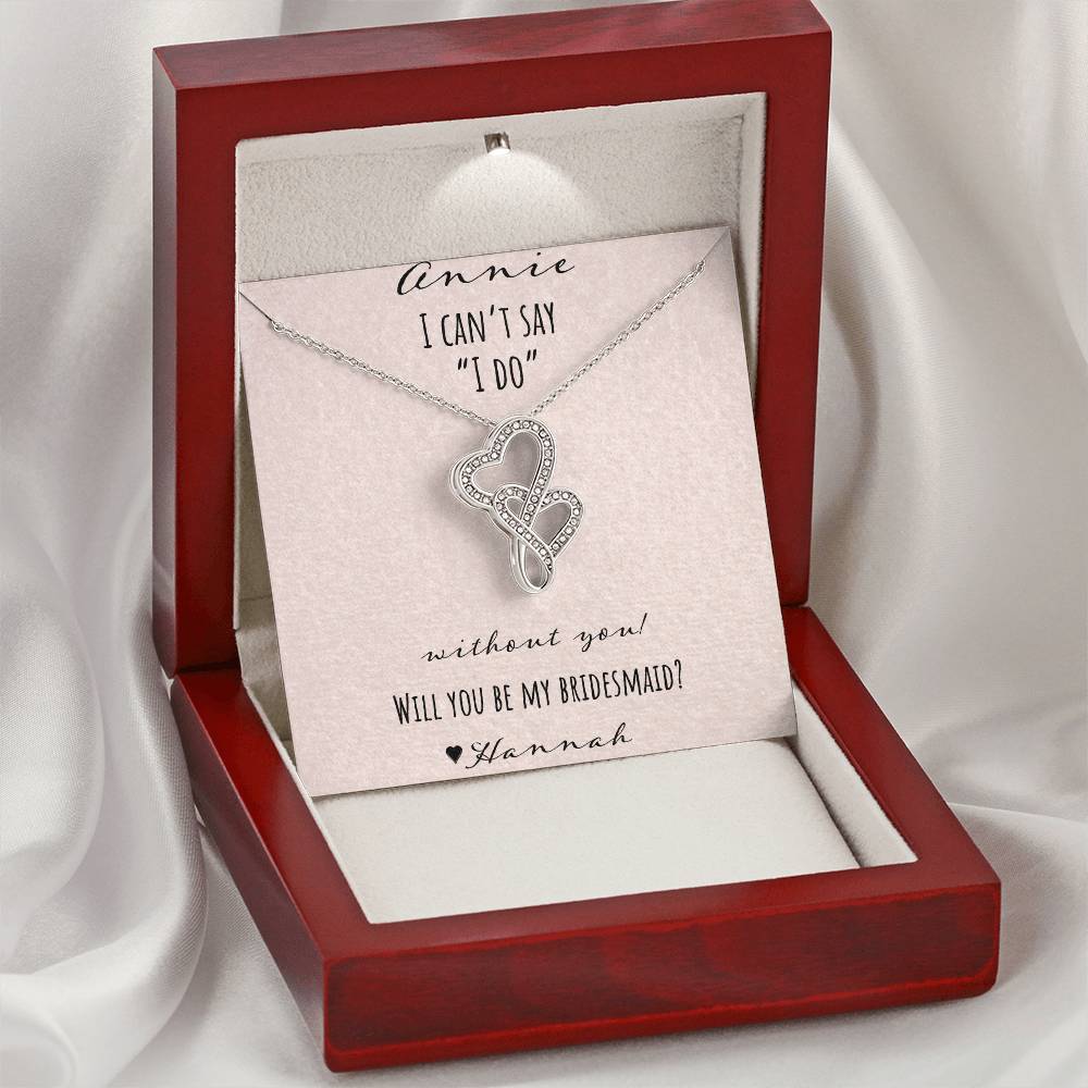 I Can't Say I Do Without You - Pink Double Hearts Necklace
