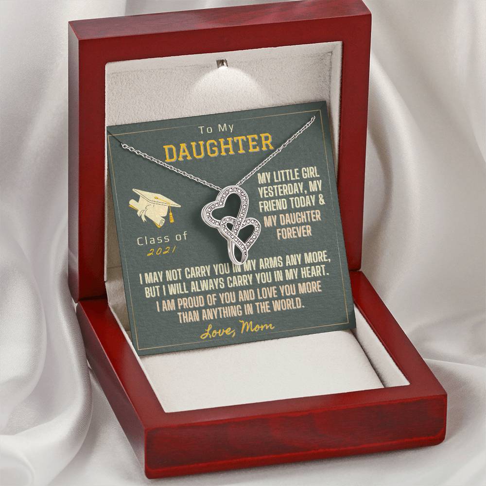 Daughters Graduation Necklace 1 Double Hearts Necklace