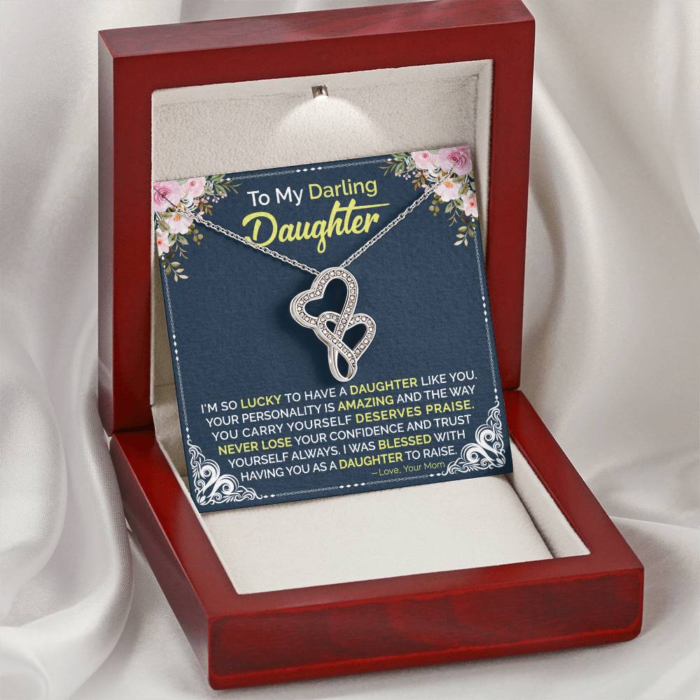 Mom To Daughter -  Double Hearts Necklace