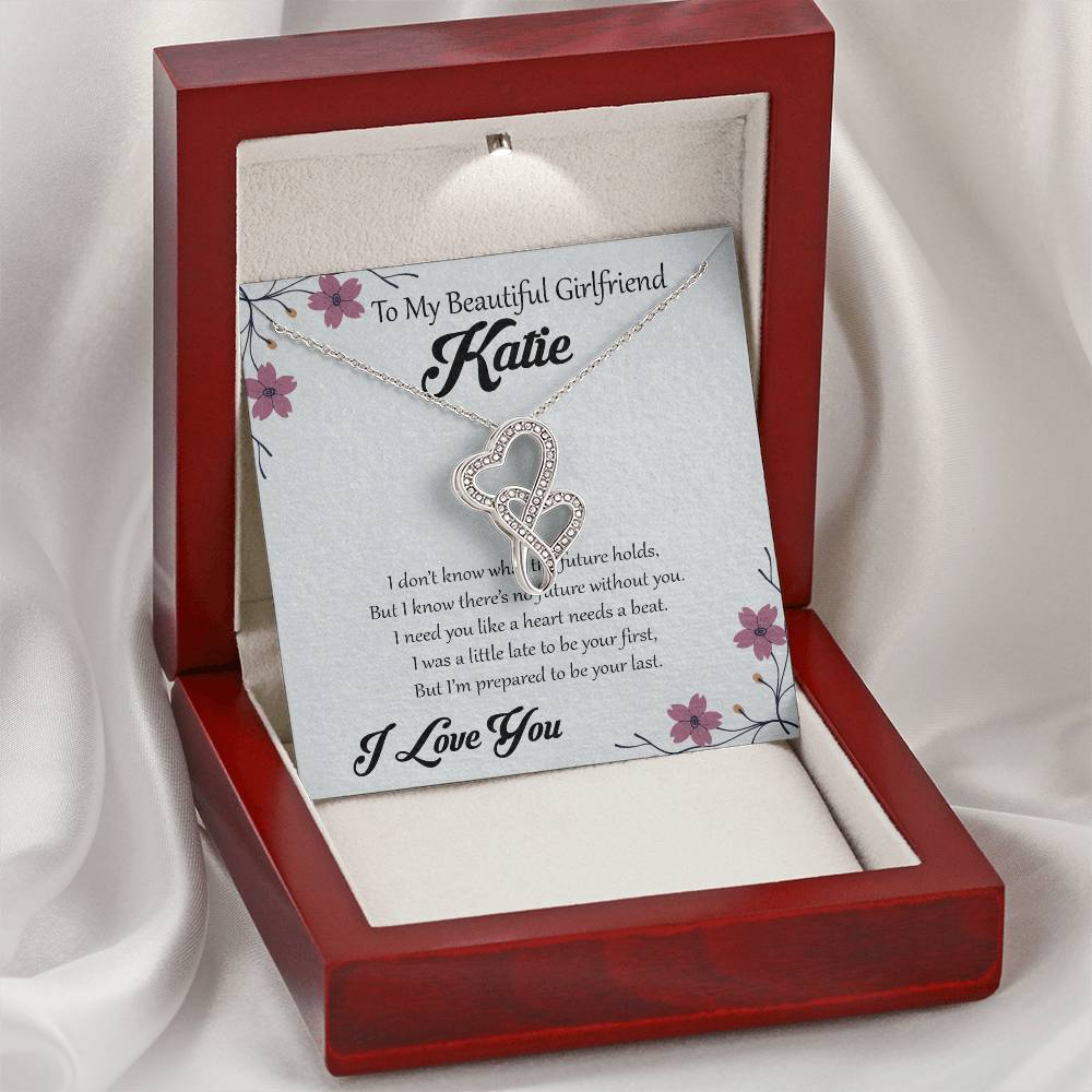 To My Beautiful Girlfriend I Don't Know What The Future Holds Double Hearts Necklace