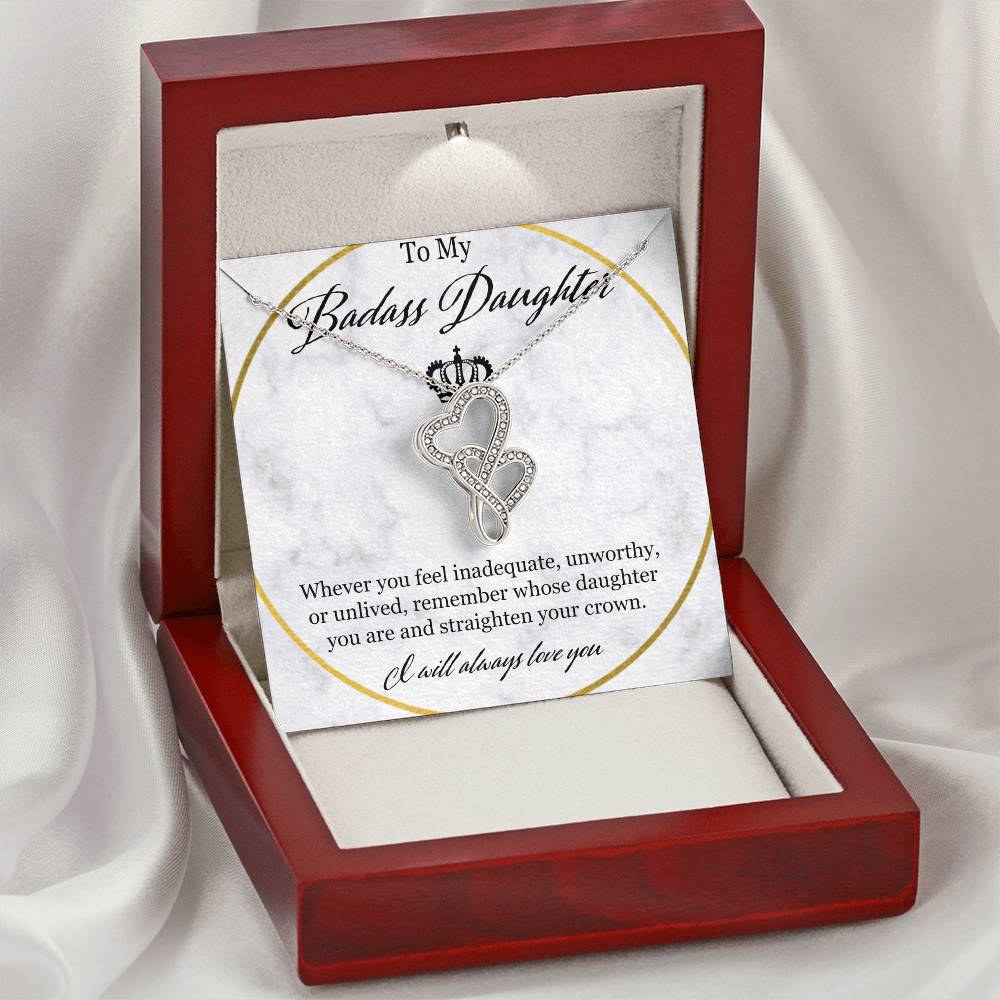 To My Badass Daughter Double Hearts Necklace