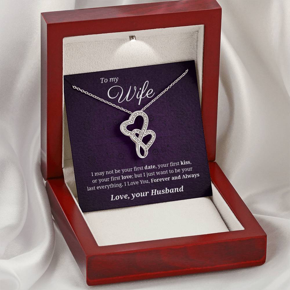 To Wife Forever And Always  Double Hearts Necklace