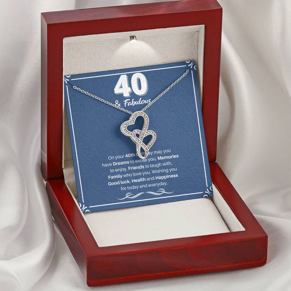 Happy 40Th Birthday Double Heart Necklace Double Hearts Necklace