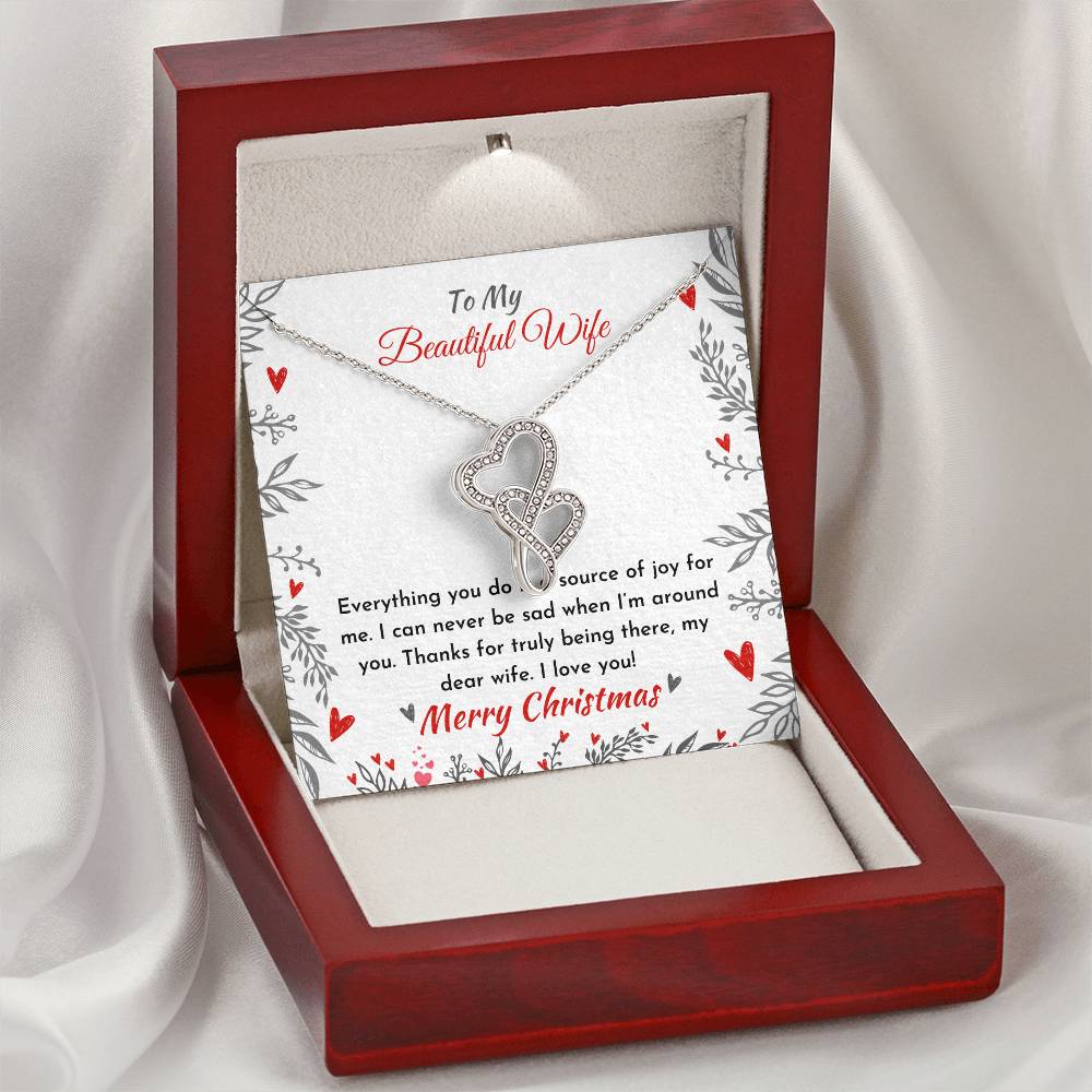 Christmas Necklace For Wife Double Hearts Necklace
