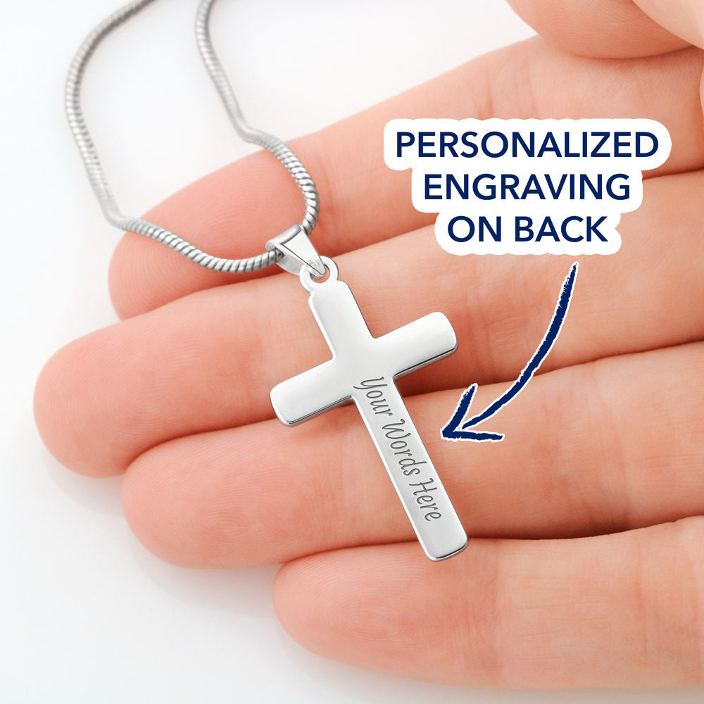 Father's Special Message  Box For Dad Customize Engraved Cross Necklace