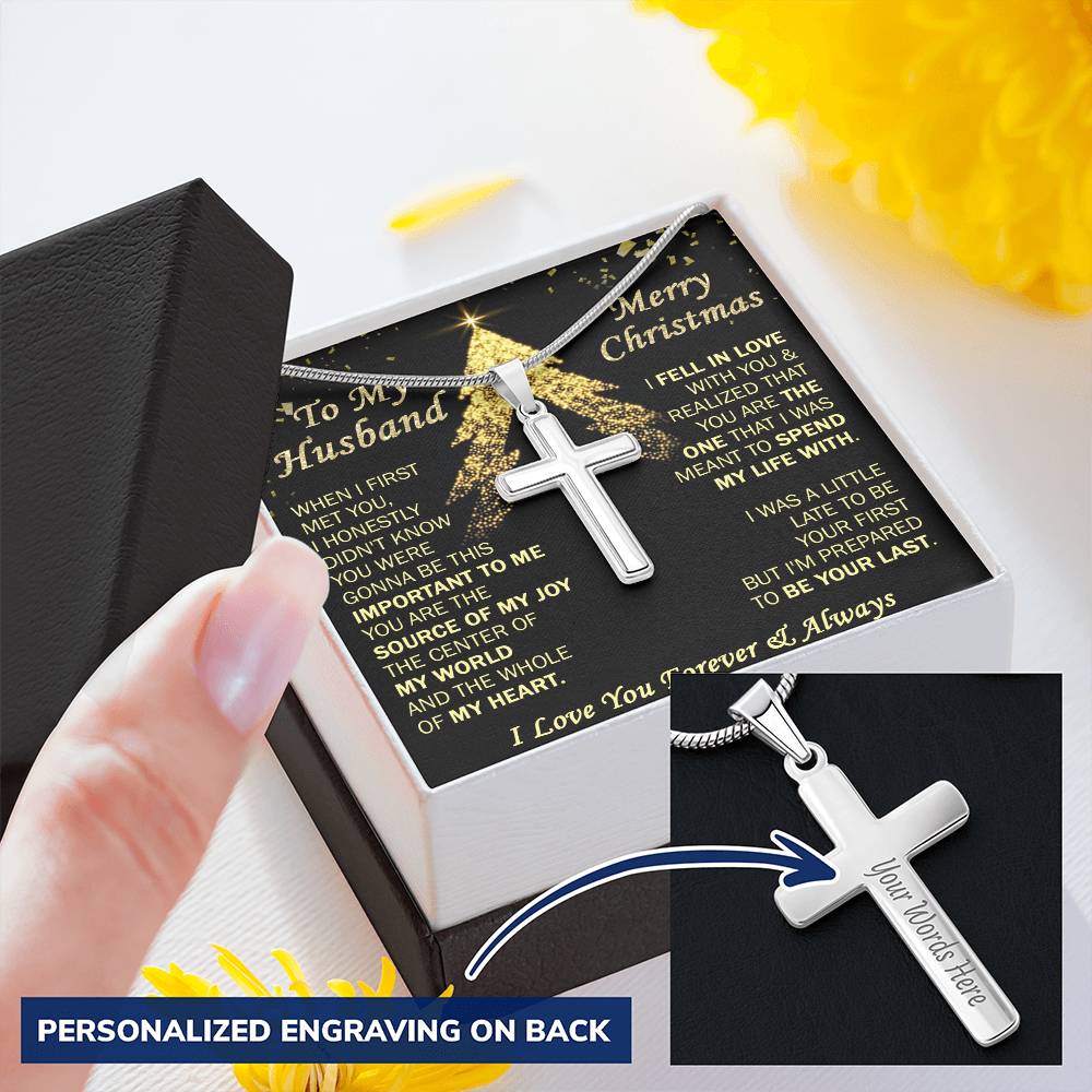 Gift For Husband - Realize - Cross Customize Engraved Cross Necklace