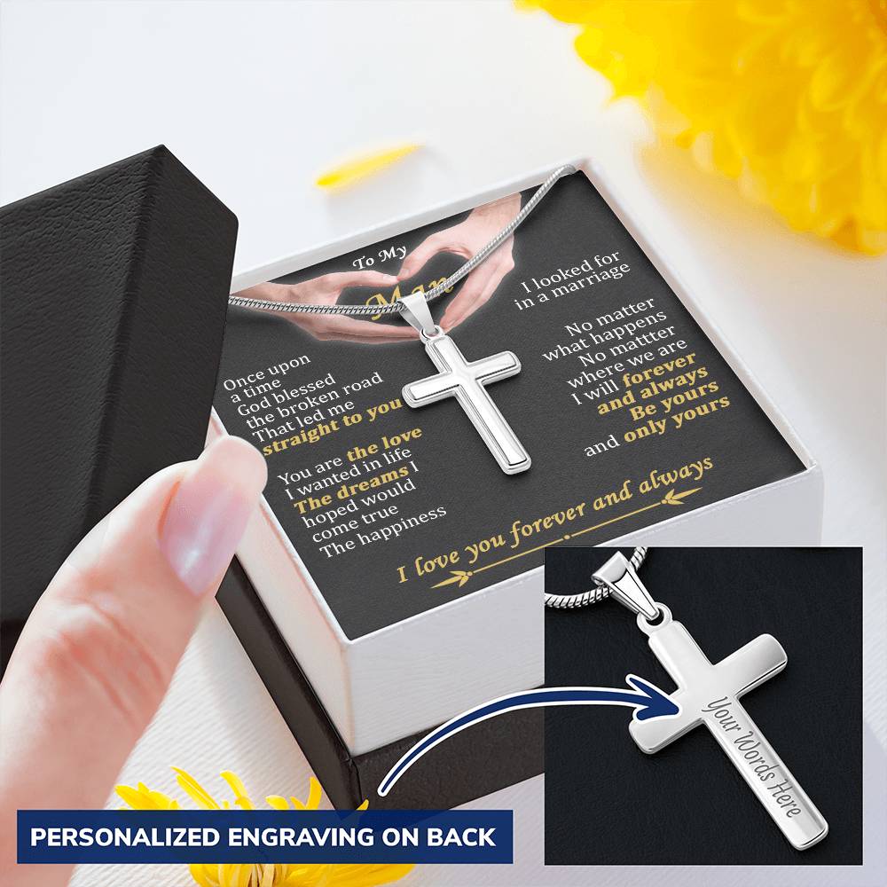 For Your Man - Forever And Always - Cross Customize Engraved Cross Necklace