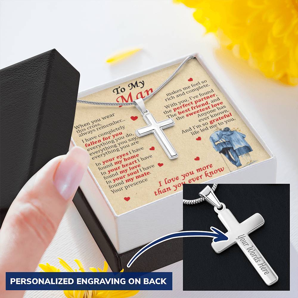 For Your Man - The Best Friend - Cross Customize Engraved Cross Necklace