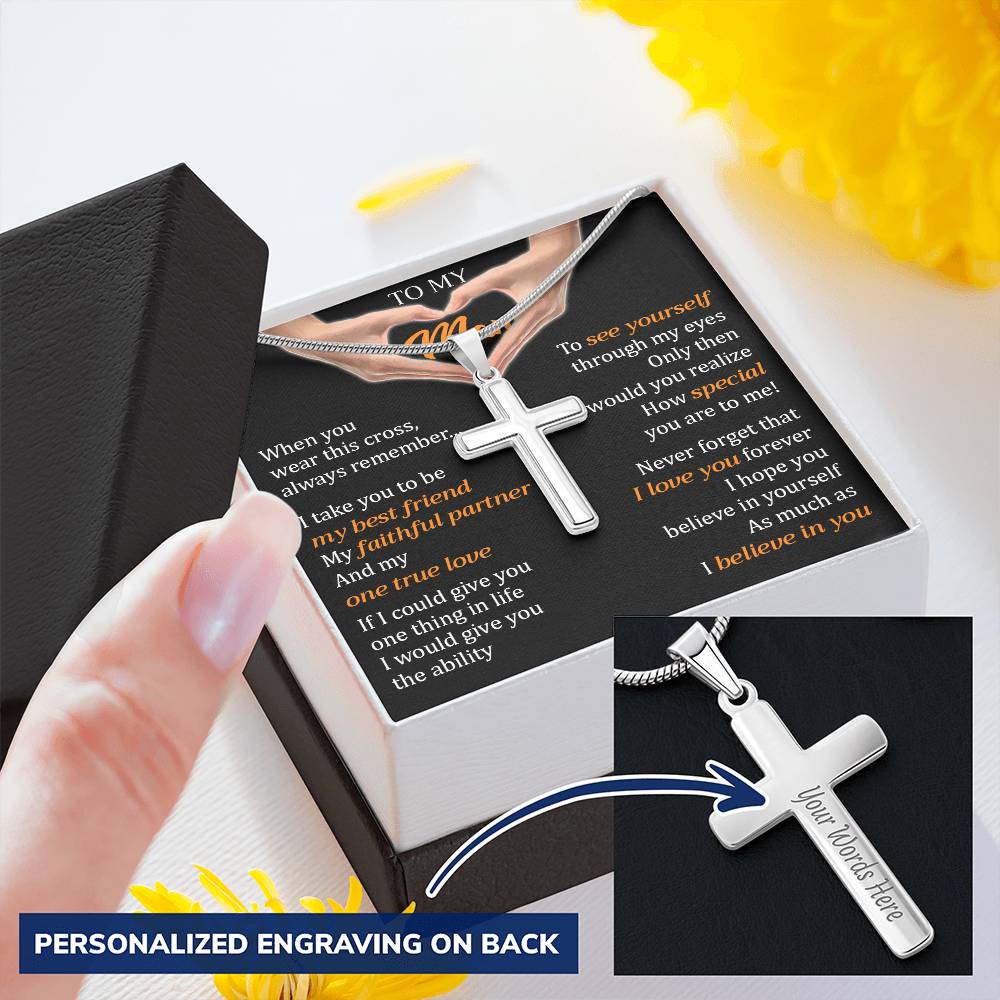 For Your Man - I Love You Forever - Cross 1 Customize Engraved Cross Necklace
