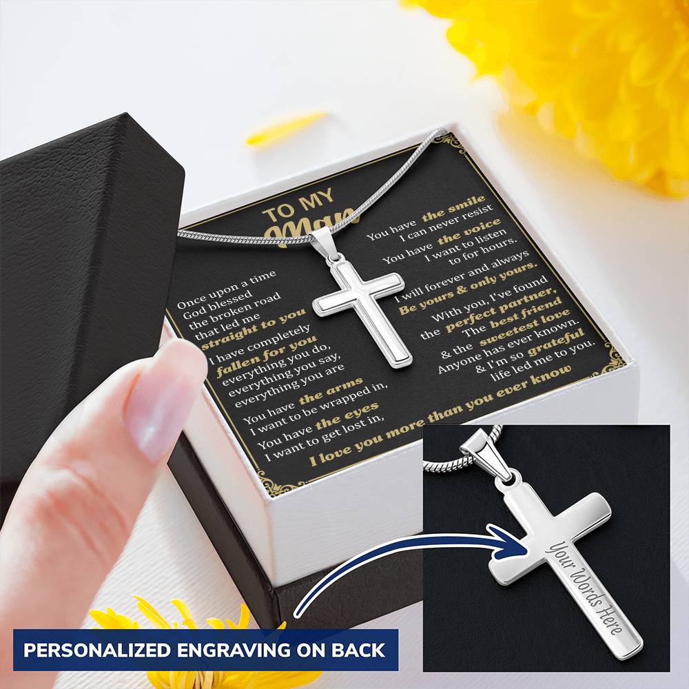 For Your Man - Lost In Your Eyes - Cross Customize Engraved Cross Necklace
