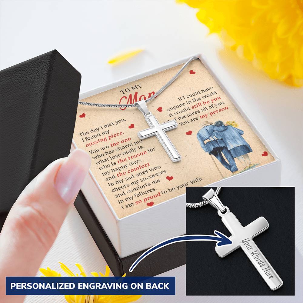 For Your Man - Cheers My Successes - Cross Customize Engraved Cross Necklace