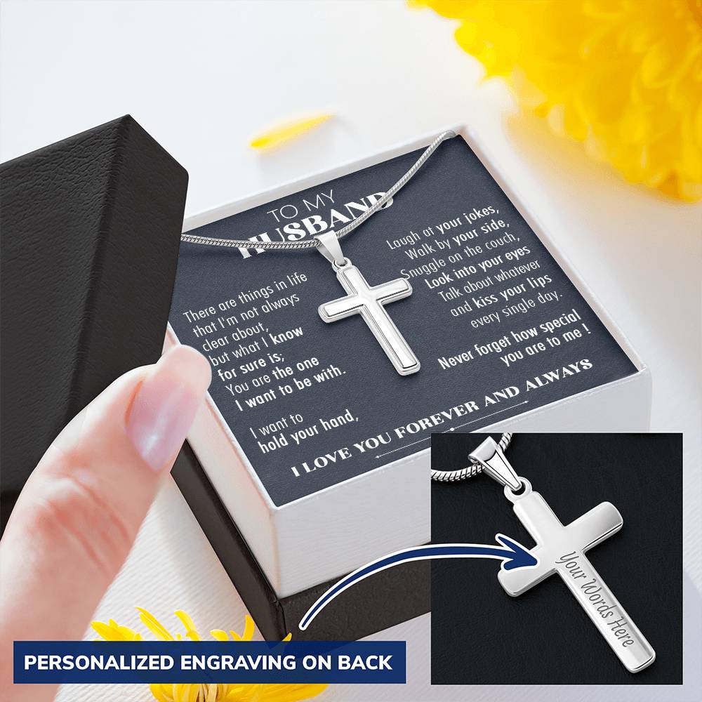 For Husband - Your Jokes 1 - Cross Customize Engraved Cross Necklace