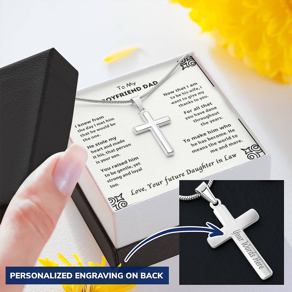 Boyfriend Dad Customize Engraved Cross Necklace