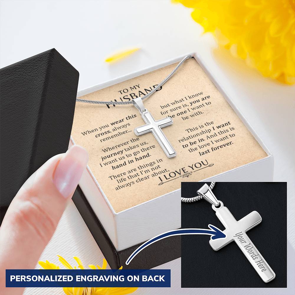 For Husband - When You Wear This Cross Always Remember 1 - Cross Customize Engraved Cross Necklace