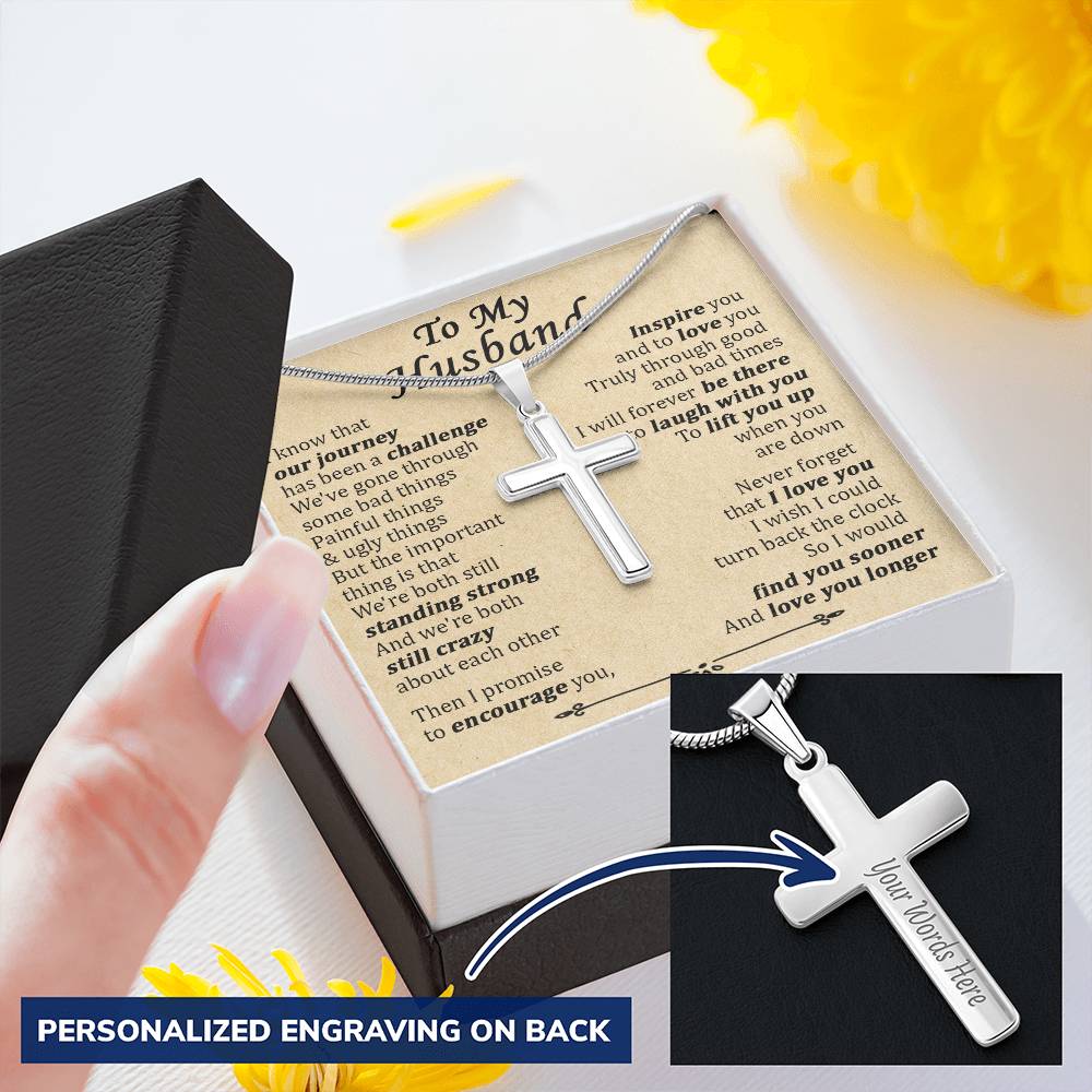 For Husband - When You Are Down - Cross Customize Engraved Cross Necklace