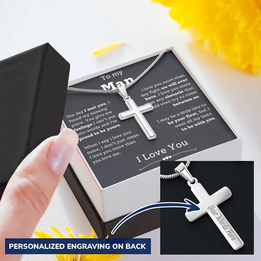Boyfriend Gift Cross Necklace For Boyfriend Boyfriend Birthday Thoughtful Gifts  Small Gift For Boyfriend Anniversary Customize Engraved Cross Necklace
